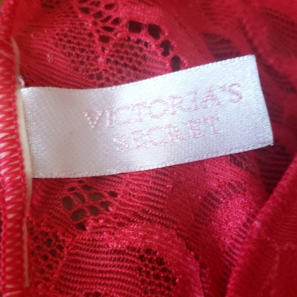 Vtg 90s Victorias Secret Sexy Red Lace Set Bra & Underwear ♥ Size 36B - Picture 14 of 16